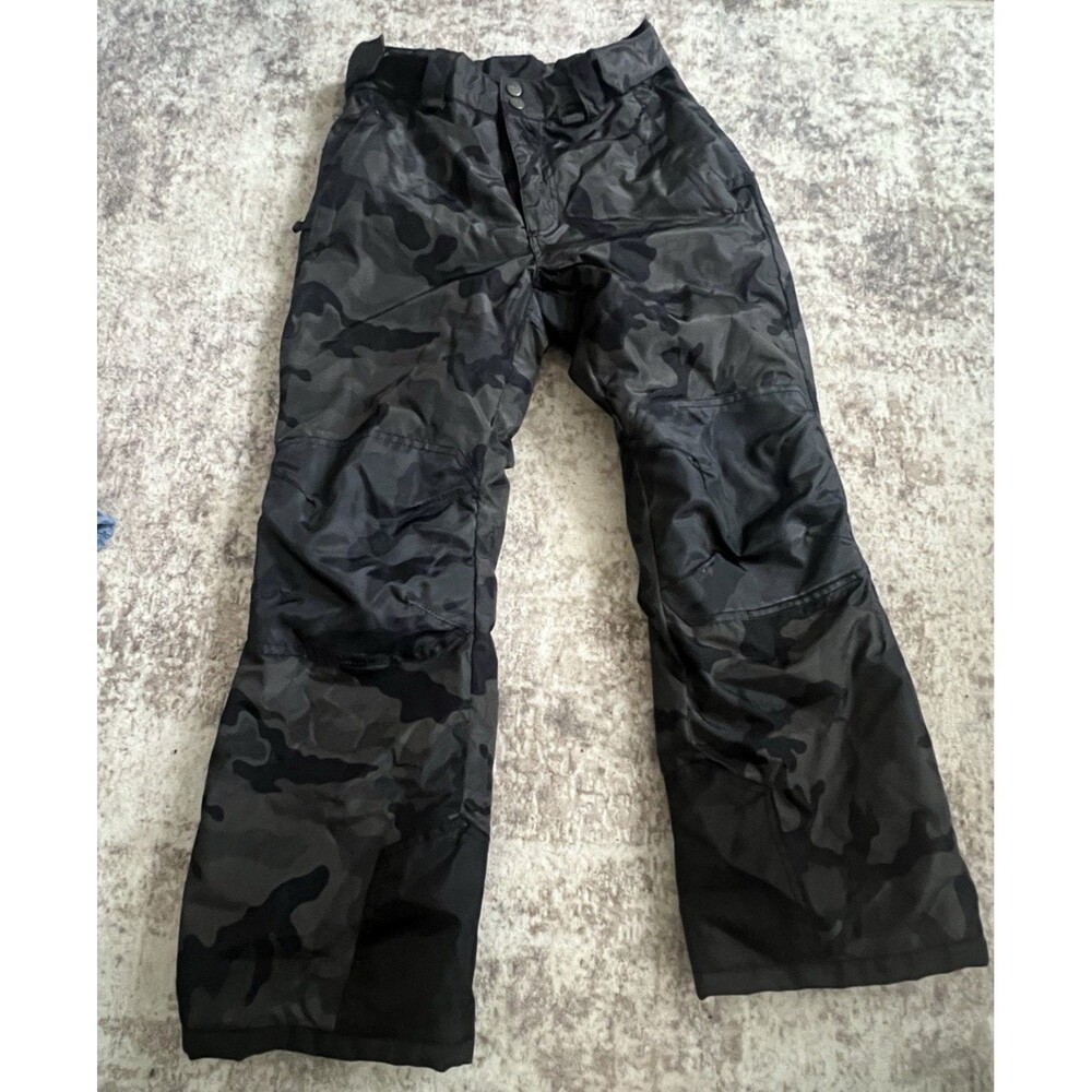 TSLA Ski Snow Pants Kids  10/12 Youth M Camo Black Gray Insulated Snowboarding